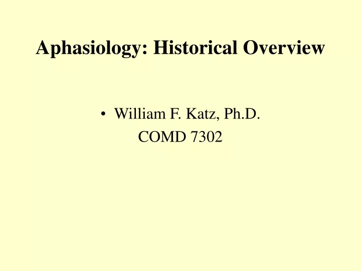 aphasiology historical overview