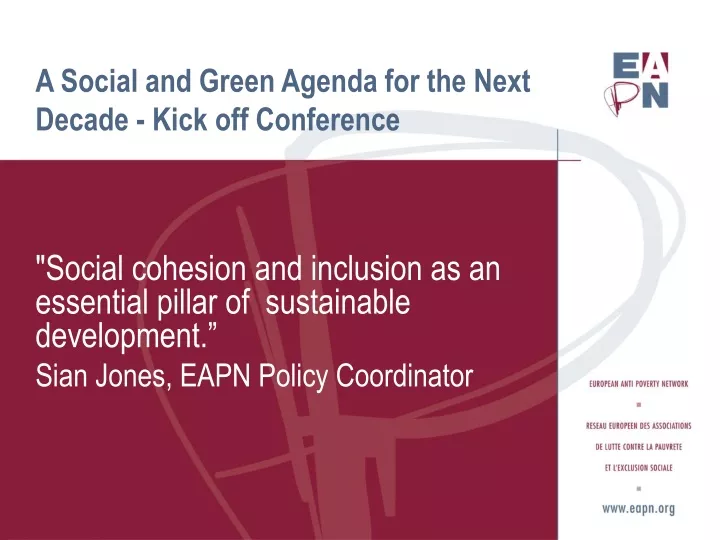 a social and green agenda for the next decade kick off conference