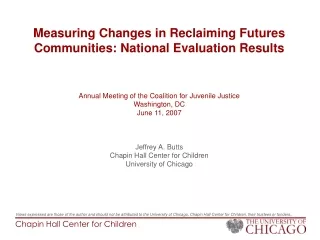 Measuring Changes in Reclaiming Futures Communities: National Evaluation Results