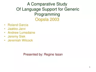 A Comparative Study  Of Language Support for Generic Programming Oopsla 2003