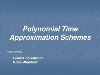Polynomial Time Approximation Schemes