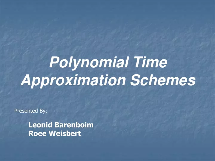 polynomial time approximation schemes