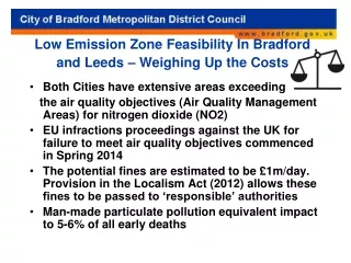 Low Emission Zone Feasibility In Bradford and Leeds – Weighing Up the Costs
