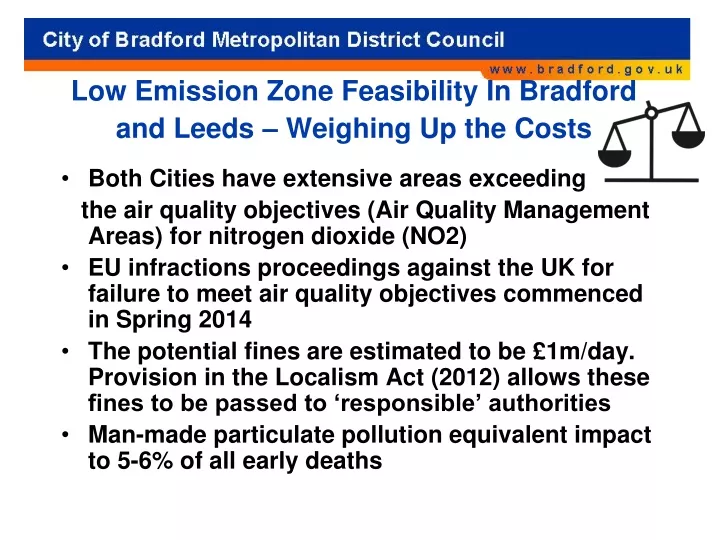 low emission zone feasibility in bradford and leeds weighing up the costs