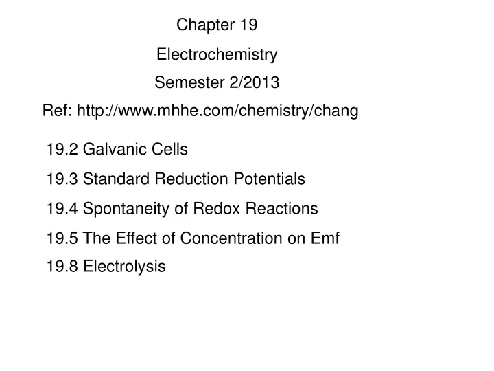 chapter 19 electrochemistry semester 2 2013