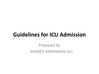 Guidelines for ICU Admission