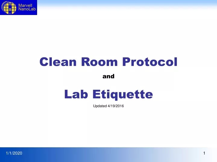 clean room protocol and lab etiquette updated