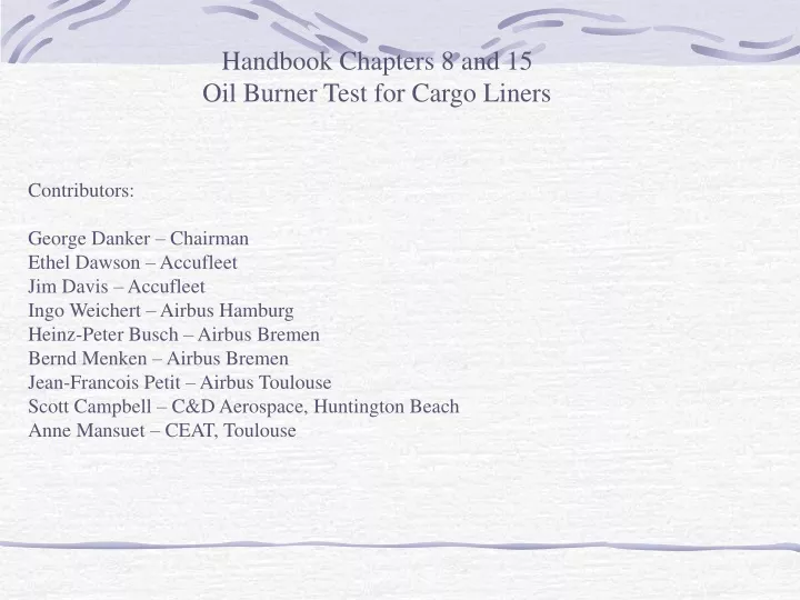 handbook chapters 8 and 15 oil burner test