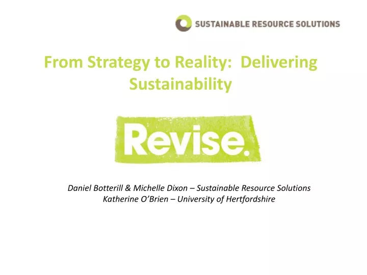 from strategy to reality delivering sustainability