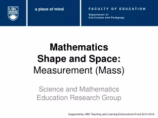 Mathematics Shape and Space:  Measurement (Mass)
