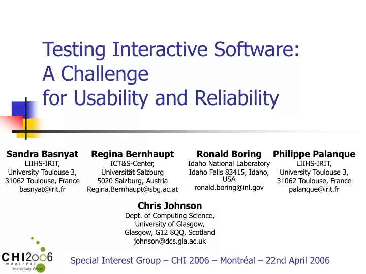 testing interactive software a challenge for usability and reliability