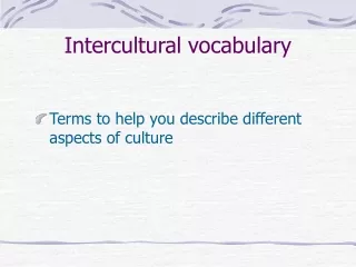 Intercultural vocabulary