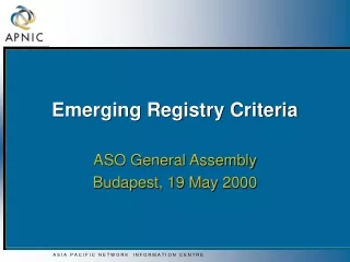 Emerging Registry Criteria