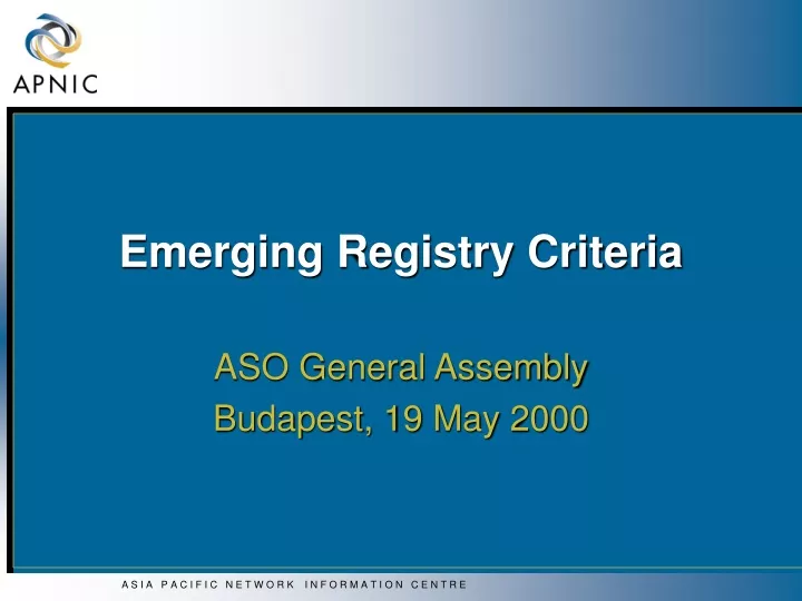 emerging registry criteria