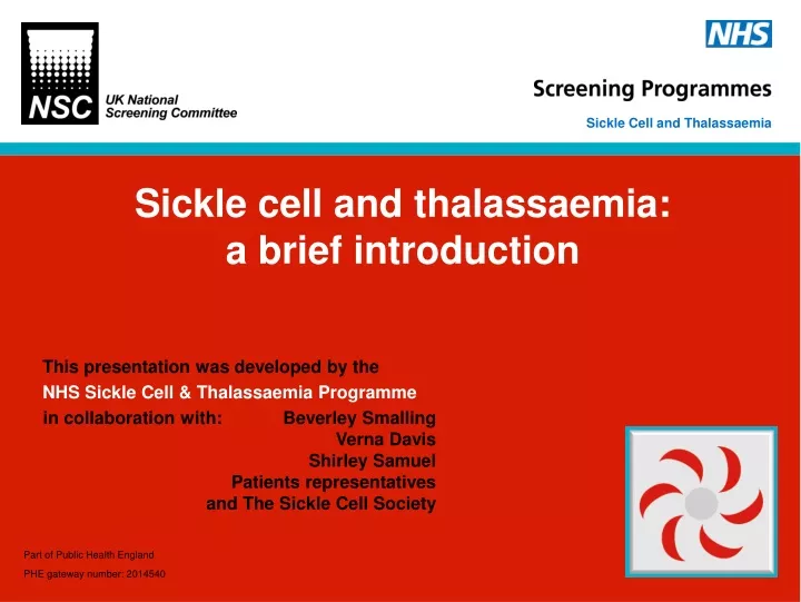 sickle cell and thalassaemia a brief introduction
