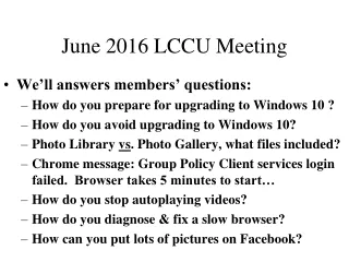 June 2016 LCCU Meeting