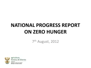 NATIONAL PROGRESS REPORT ON ZERO HUNGER