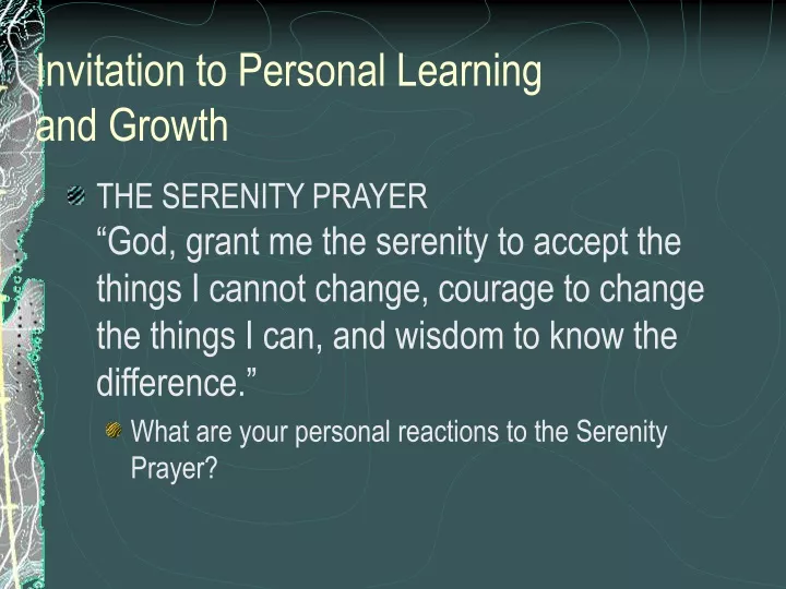 invitation to personal learning and growth