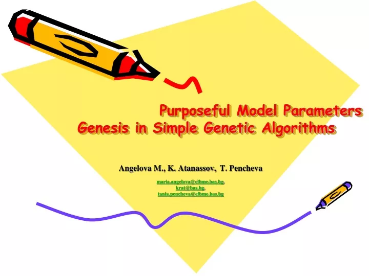 purposeful model parameters genesis in simple genetic algorithms