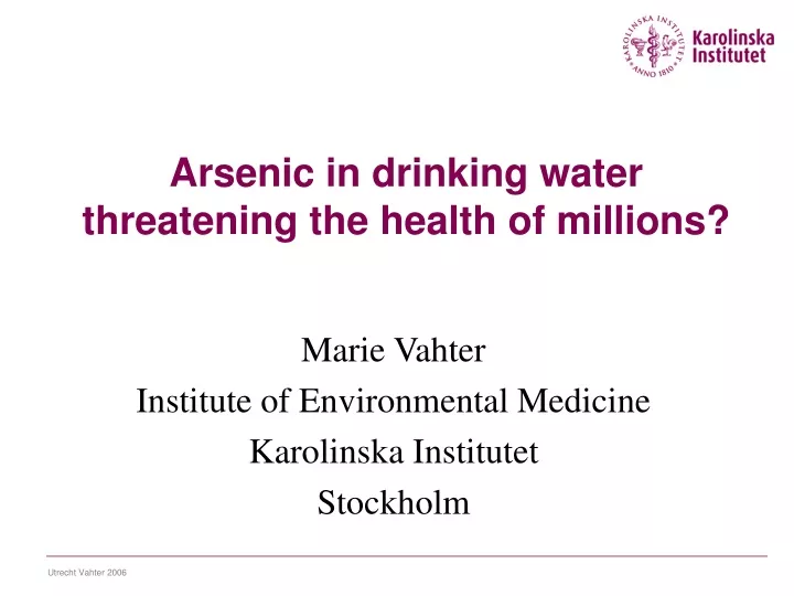 arsenic in drinking water threatening the health of millions