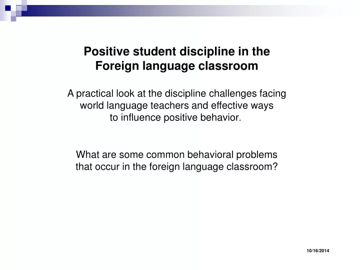 positive student discipline in the foreign