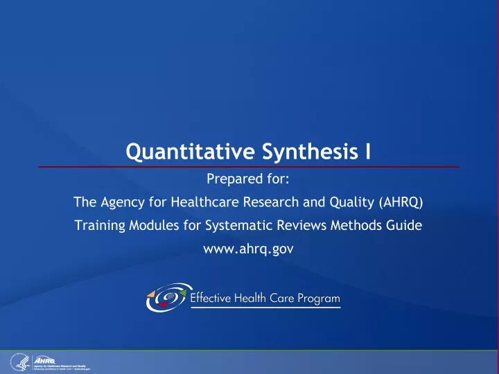 quantitative synthesis i