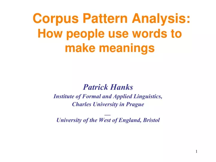 corpus pattern analysis how people use words to make meanings