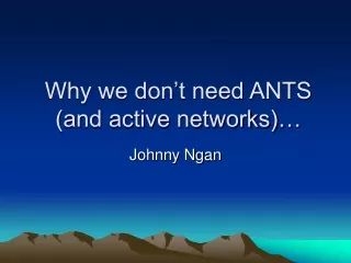 Why we don’t need ANTS (and active networks)…