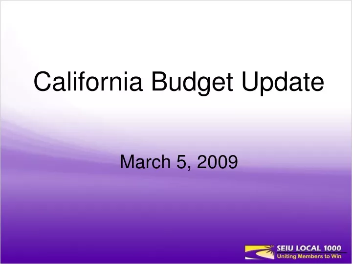 california budget update march 5 2009