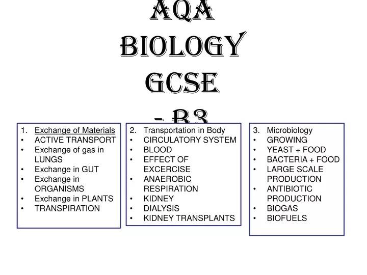 aqa biology gcse b3