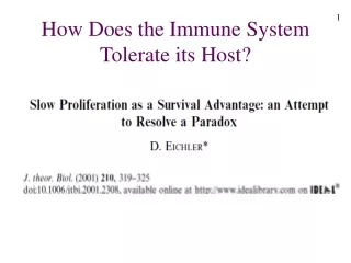 How Does the Immune System Tolerate its Host?