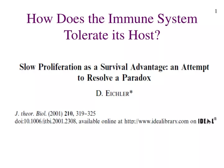 how does the immune system tolerate its host