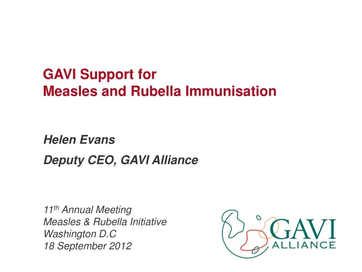 gavi support for measles and rubella immunisation