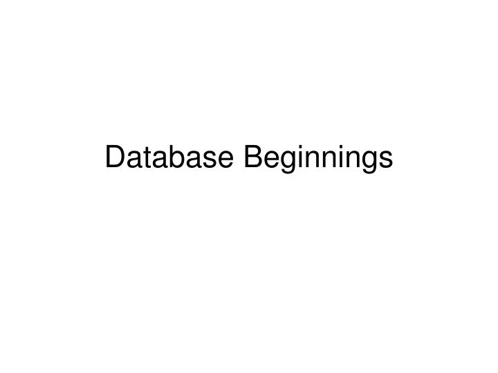 database beginnings