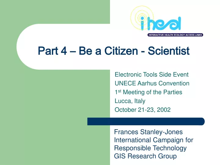 part 4 be a citizen scientist