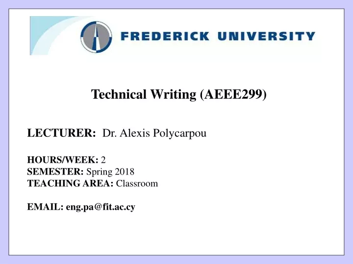 technical writing aeee299 lecturer dr alexis