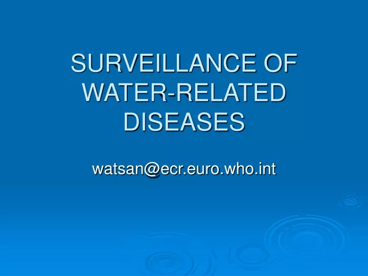 surveillance of water related diseases