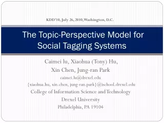 The Topic-Perspective Model for Social Tagging Systems