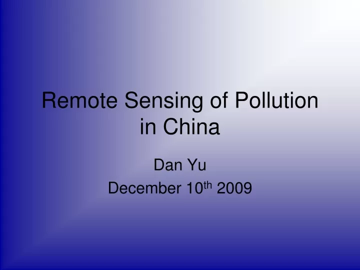 remote sensing of pollution in china