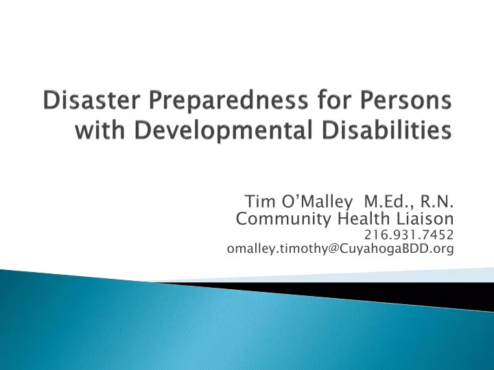 disaster preparedness for persons with developmental disabilities