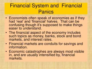 Financial System and  Financial Panics