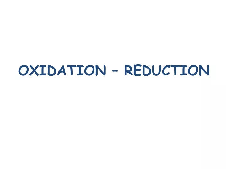 oxidation reduction