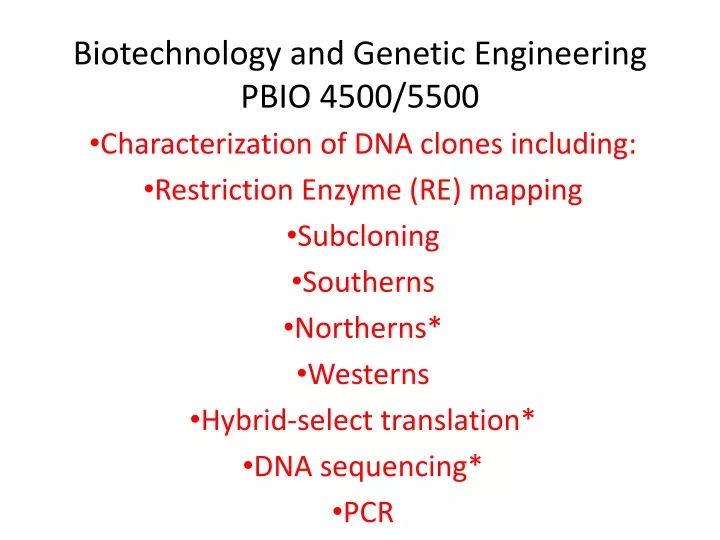 biotechnology and genetic engineering pbio 4500 5500