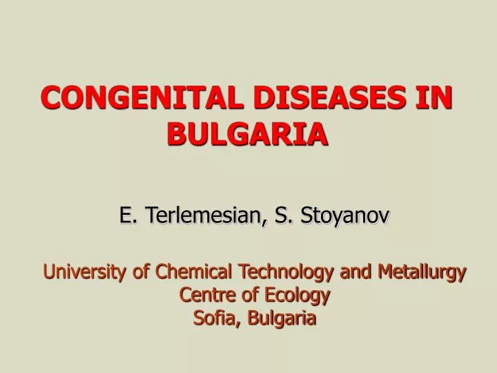 congenital diseases in bulgaria