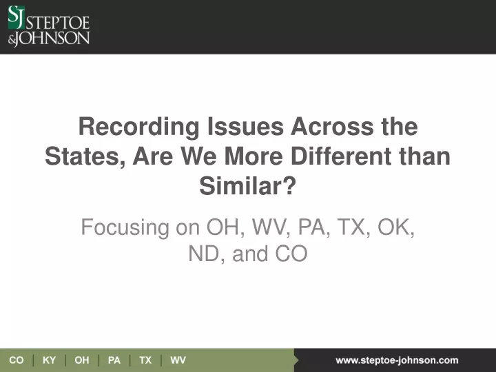 recording issues across the states are we more different than similar