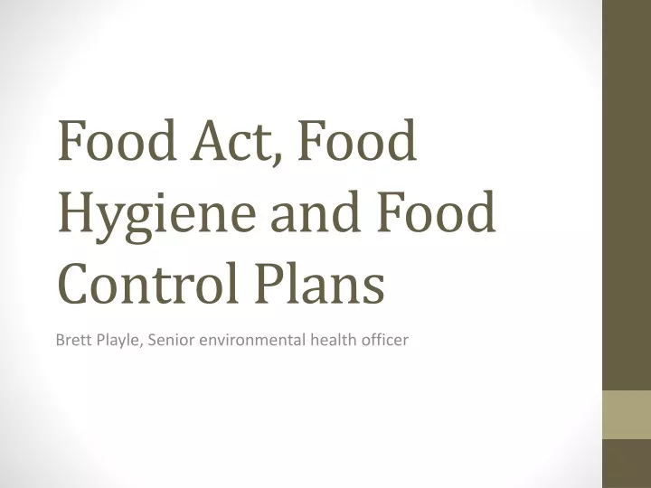 food act food hygiene and food control plans