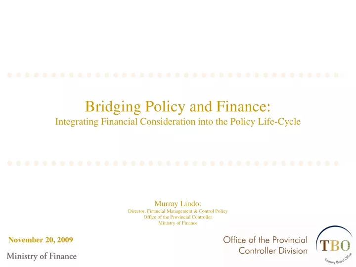 bridging policy and finance integrating financial consideration into the policy life cycle