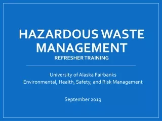 Hazardous Waste Management Refresher training
