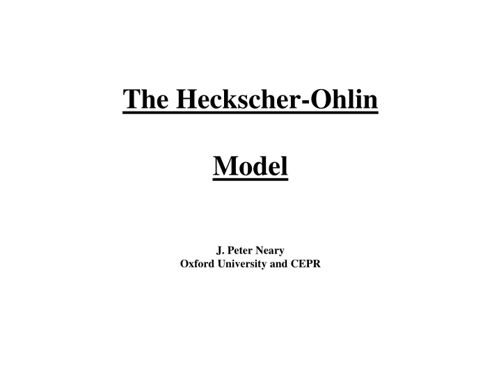 the heckscher ohlin model