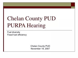 Chelan County PUD PURPA Hearing